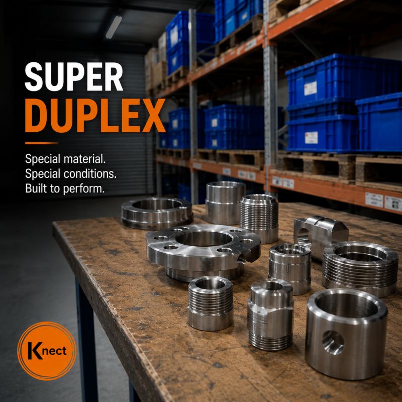 Super Duplex stainless steel components in the Knect warehouse